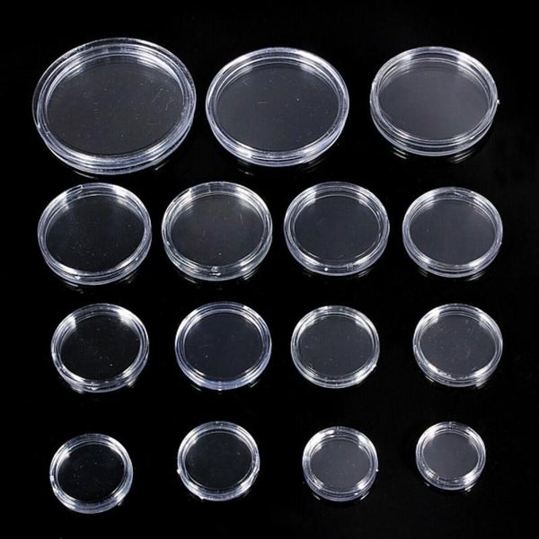 10 25Pc 21 22 23 25 26 27 28 45mm Transparent Round Coin Box Capsules Sto CHK177 Carousel 6