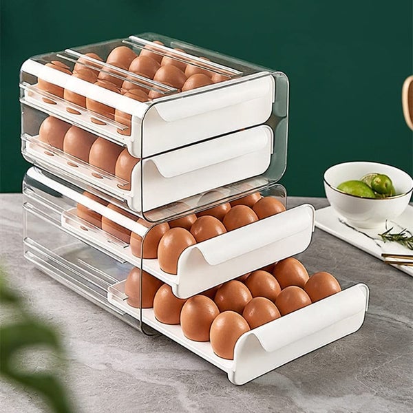 Plastic Refrigerator Anti-Drop Egg Storage Box Support Stackable Kitchen CHK177 Carousel 2