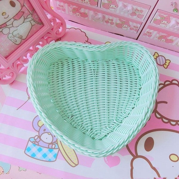 Love Heart Shape Basket Desktop Sweet Color Basket Photo Props for Home Storage Carousel 1