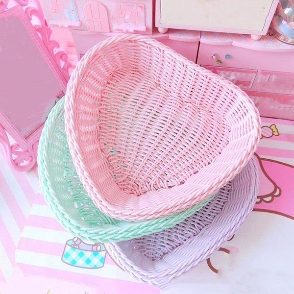 Love Heart Shape Basket Desktop Sweet Color Basket Photo Props for Home Storage Carousel 2