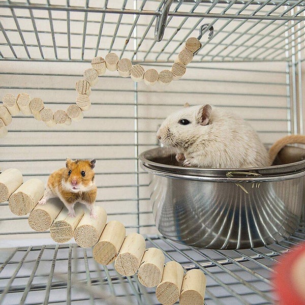 Wooden Parrot Bird Ladder Climbing Ropeway Hamster Toy Pet Training Round CHK177 Carousel 8