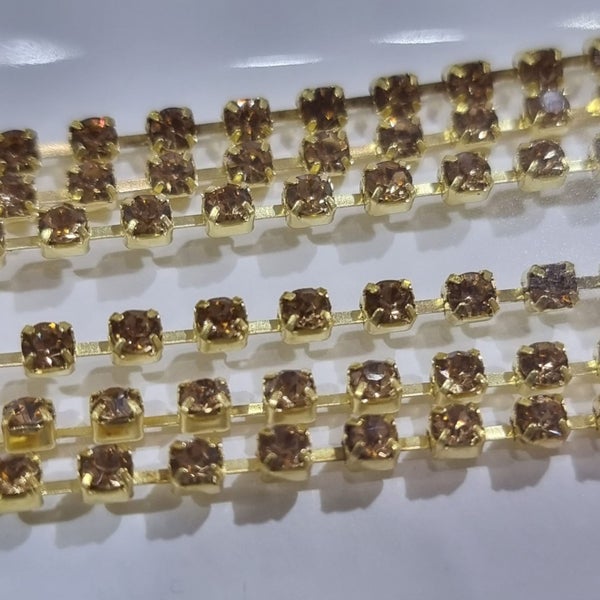 Light Colorado Topaz Preciosa Rhinestone Chain ss10 Carousel 1