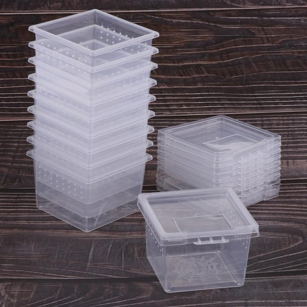 10x Feeding Box Reptile Cage Hatching Container Rearing Tank Clear Reptil CHK177 Carousel 2