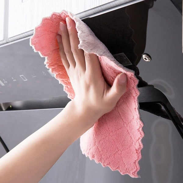 5pcs Double-layer Absorbent Microfiber Kitchen Dish Cloth Non-stick Oil H CHK177 Carousel 11