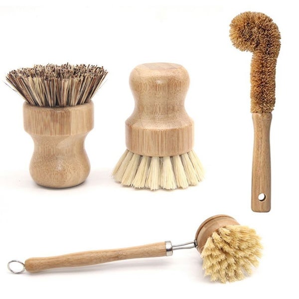 Plant Based Cleaning Brush Set,Bamboo Kitchen Scrub Brush Set of 4 Clean CHK177 Carousel 1