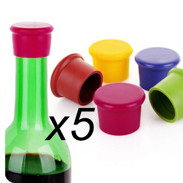 5pcs Silicone Wine Stopper Leak Free Wine Bottle Cap Fresh Keeping Sealer CHK177 Carousel 2