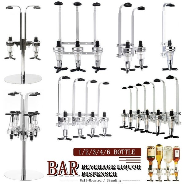1-6 Bottle Liquor Dispenser Wall Mounted Cocktail Shaker Stand Wine Alcoh CHK177 Carousel 1
