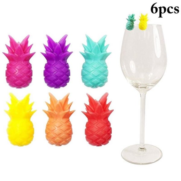 6pcs Silicone Red Wine Glass Marker Creative Pineapple Marker Charm Drink CHK177 Carousel 1