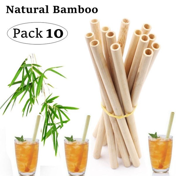10Pcs Natural Bamboo Straw 20cm Reusable Drinking Straws with Cleaning Br CHK177 Carousel 2