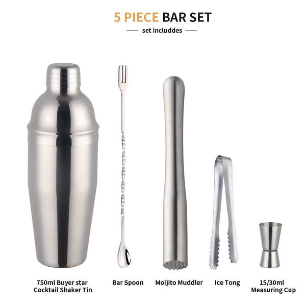 1-5PCS Stainless Steel Cocktail Set 750ml Cocktail Shaker Set with Measur CHK177 Carousel 1
