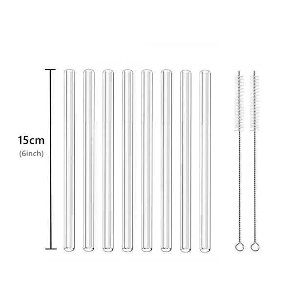 8Pcs 15cm Short Glass Straws Eco Friendly Reusable Drinking Straws 6INCH CHK177 Carousel 1