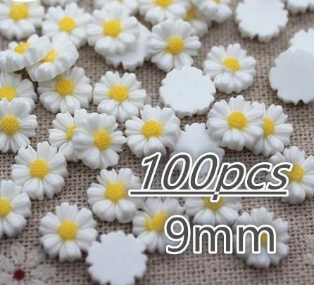 9/13/16/22/26mm white daisy flower resin flatback cabochon DIY jewelry ph CHK177 Carousel 1