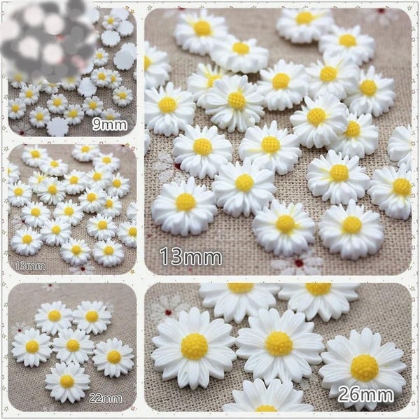 9/13/16/22/26mm white daisy flower resin flatback cabochon DIY jewelry ph CHK177 Carousel 2