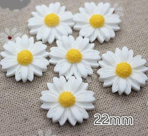 9/13/16/22/26mm white daisy flower resin flatback cabochon DIY jewelry ph CHK177 Carousel 10