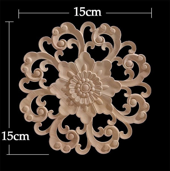 Round Wood Applique Wood Decal Wood Mouldings Onlay Unpainted European Ca CHK177 Carousel 11