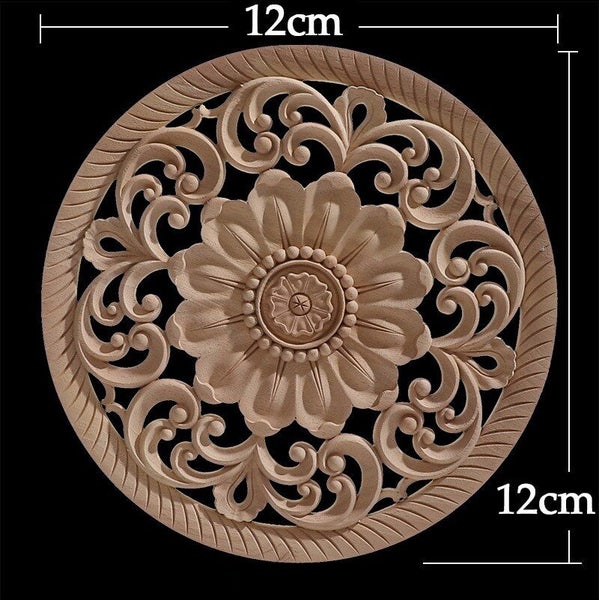 Round Wood Applique Wood Decal Wood Mouldings Onlay Unpainted European Ca CHK177 Carousel 1