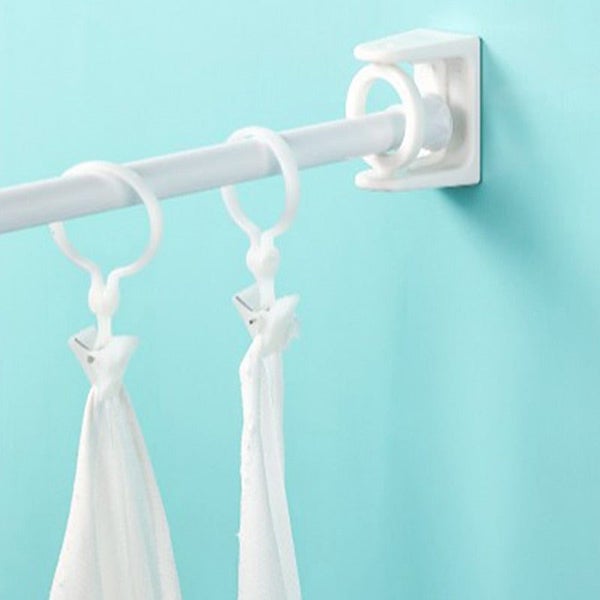 2Pcs Curtain Rod Bracket Hooks Adjustable Clear Wall Bracket Self Adhesive Rods Carousel 2