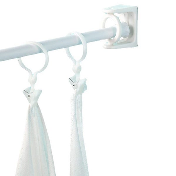 2Pcs Curtain Rod Bracket Hooks Adjustable Clear Wall Bracket Self Adhesive Rods Carousel 6