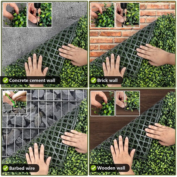 20 pcs Artificial Flowers Boxwood Grass 25x25cm Backdrop Panels Topiary H CHK177 Carousel 9