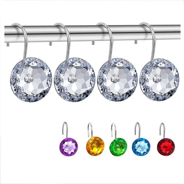 12Pcs Acrylic Rhinestone Curtain Hook Shower Rod Bathroom Shower Curtain CHK177 Carousel 2