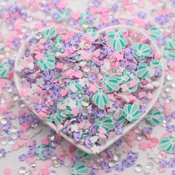 100g/Lot Romantic Themed Fake Shell Clay Slices Sakura Diamond Mixed Spri CHK177 Carousel 2