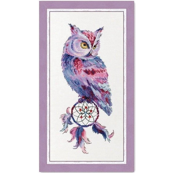 Dream catcher and owl cross stitch package animal 18ct 14ct 11ct cloth co CHK177 Carousel 2