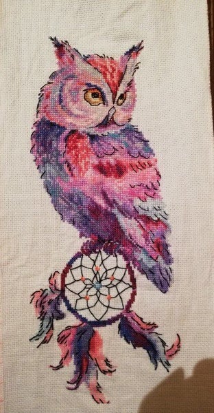 Dream catcher and owl cross stitch package animal 18ct 14ct 11ct cloth co CHK177 Carousel 5