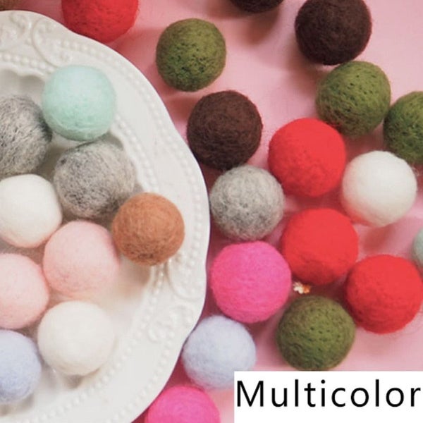 10pcs/lot 2cm Wool Felt Balls Round Wool Felt Balls Pom Poms Mixed color CHK177 Carousel 2