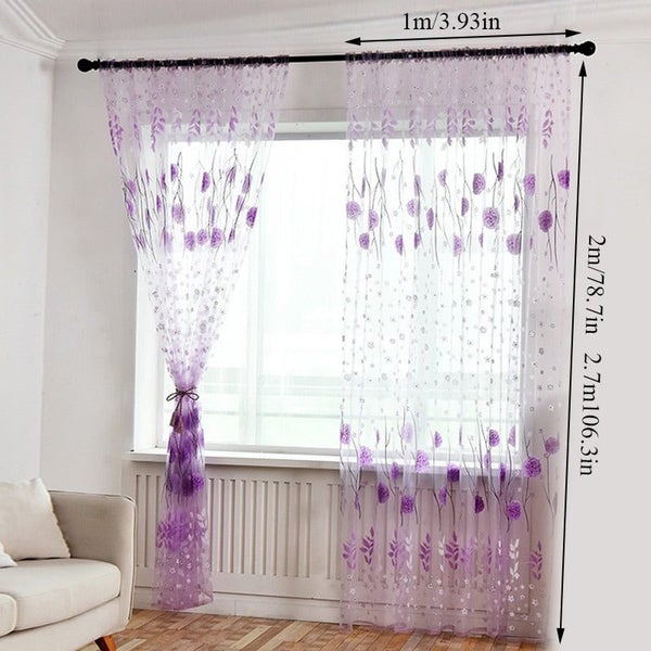 100x200cm Sunflower Print Window Panel Curtain Room Divider Tulle Sheer Curtain Carousel 2