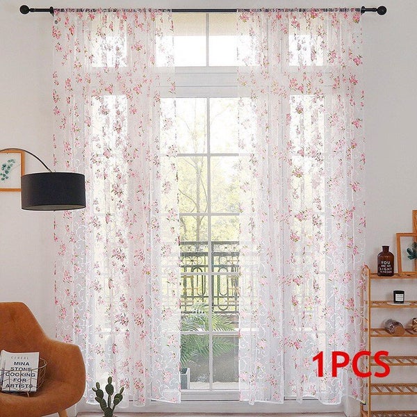 100x200cm Sunflower Print Window Panel Curtain Room Divider Tulle Sheer Curtain Carousel 11