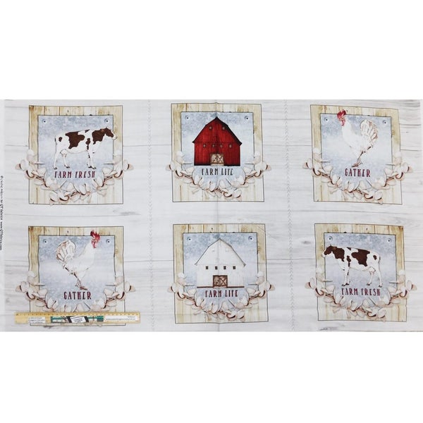 Patchwork Quilting Sewing Fabric Farm Life Panel 62x110cm Carousel 1