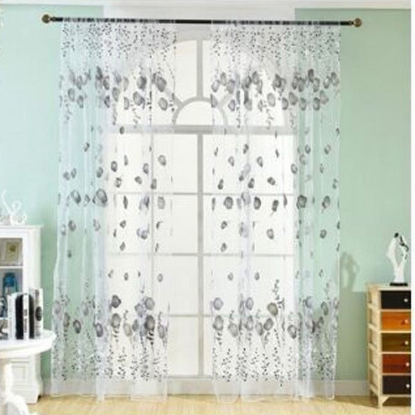 1PC Modern Tulle Curtains Purple Curtains Bedroom Door Short Kitchen Window Curt Carousel 1