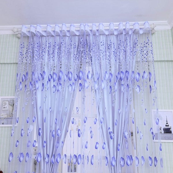 1PC Modern Tulle Curtains Purple Curtains Bedroom Door Short Kitchen Window Curt Carousel 2