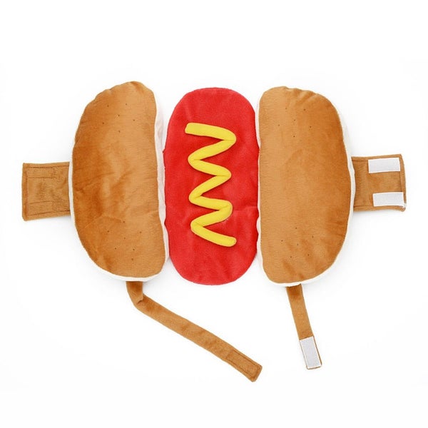 Pet Dress Up Costume Hot Dog Shaped Dachshund Sausage S M L Adjustable Clothes F Carousel 1