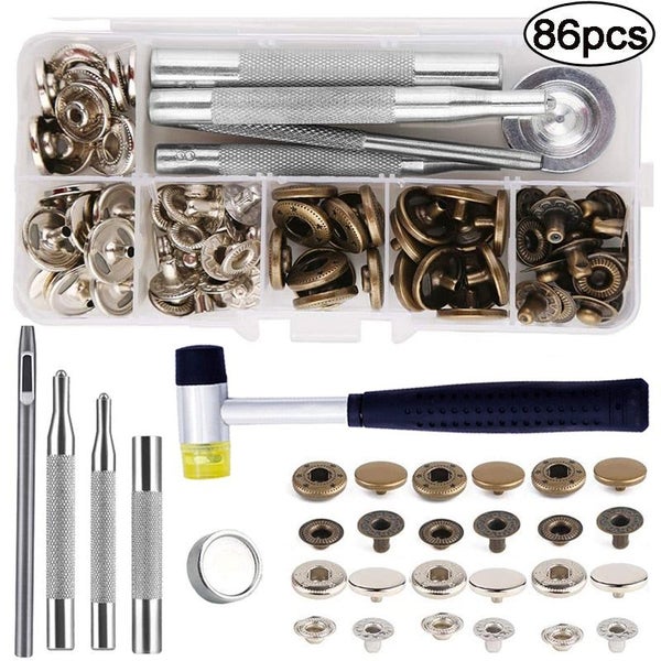 Leather Snap Fasteners Kit Press Stud Metal Button Snaps with Hammer Inst CHK177 Carousel 1