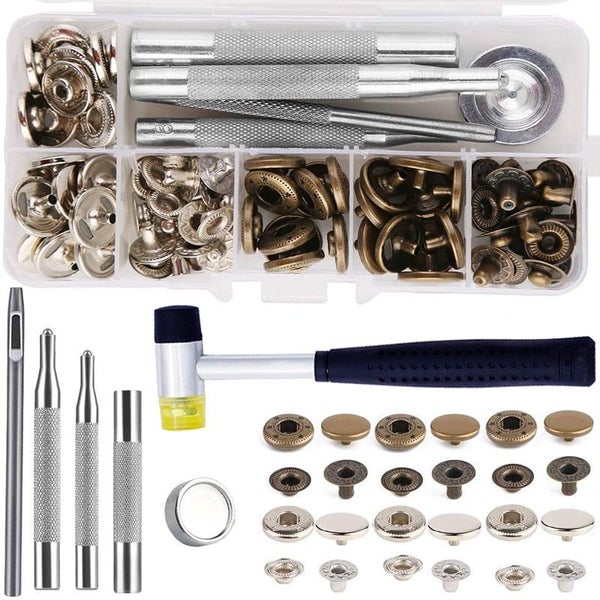 Leather Snap Fasteners Kit Press Stud Metal Button Snaps with Hammer Inst CHK177 Carousel 2