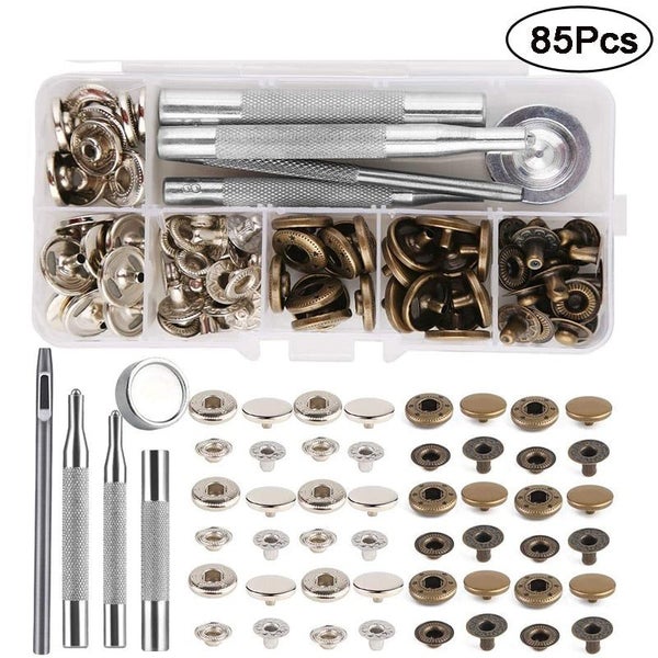 Leather Snap Fasteners Kit Metal Button Snaps Press Studs With Installati CHK177 Carousel 1