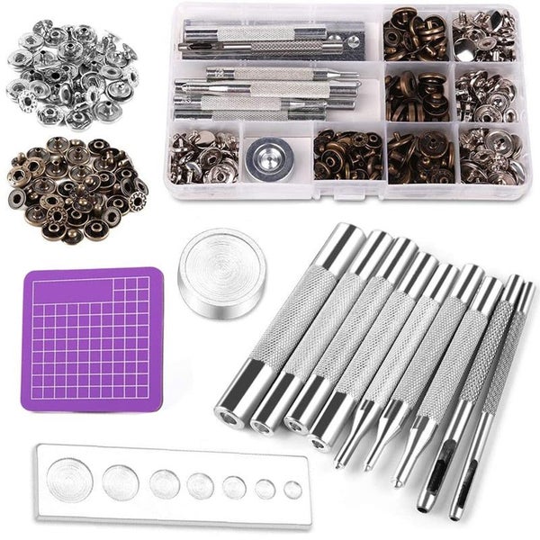 Leather Snap Fasteners Kit Metal Button Snaps Press Studs With Installati CHK177 Carousel 2