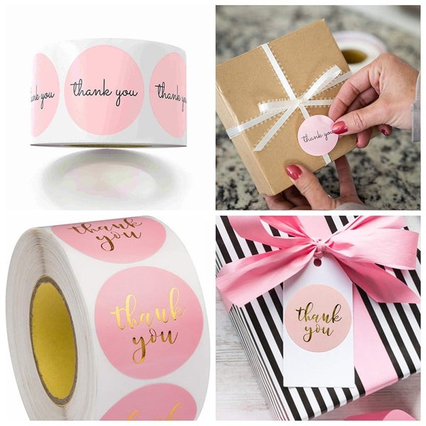 100-500pcs Thank You Sticker Envelope Seal Scrapbook Sticker Pink Heart C CHK177 Carousel 2