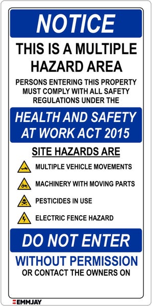 93 (1) Multiple hazard farm sign ,spraying, machinery, electric fence sign Carousel 1