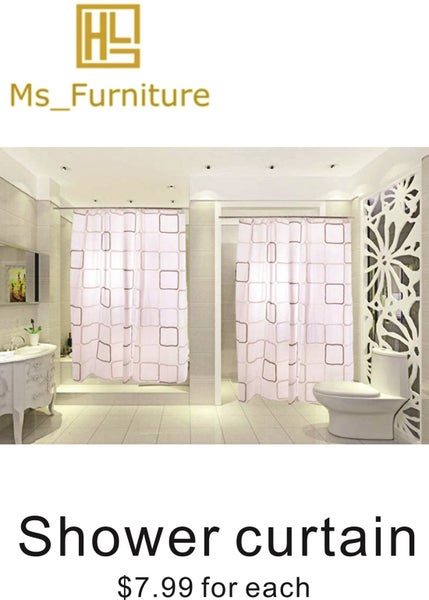 Shower curtain with rings bathroom toilet waterproof brand new Carousel 1