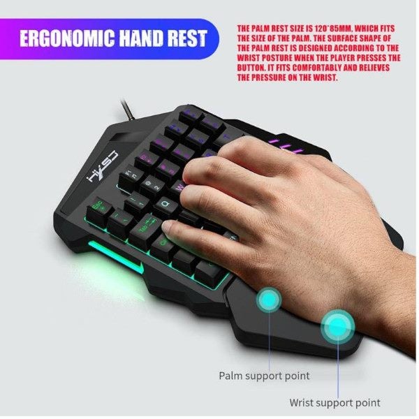 Single Hand One Handed Gaming Keyboard 35 Keys Rgb Backlit Mini Keypad Mouse Se Carousel 2