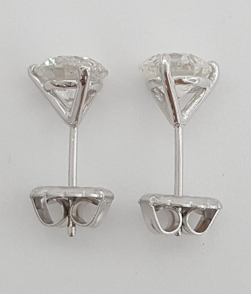 14k White Gold 2.05ctw Hearts & Arrows Round Brilliant Cut Diamond Stud Earrings Carousel 10