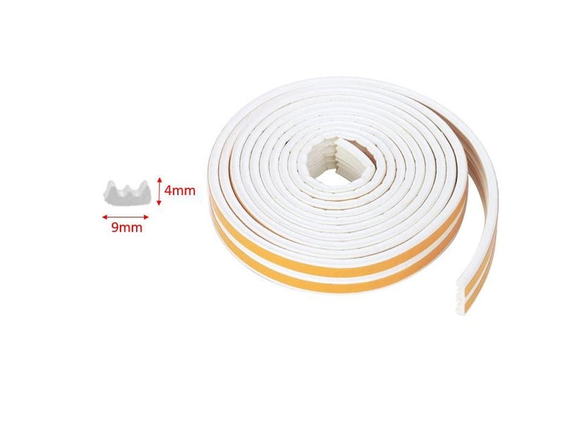 PTN 4mm TYPE-E WHITE Door Seal Strip Draught Excluder Tape Weather Strip 6M Carousel 1