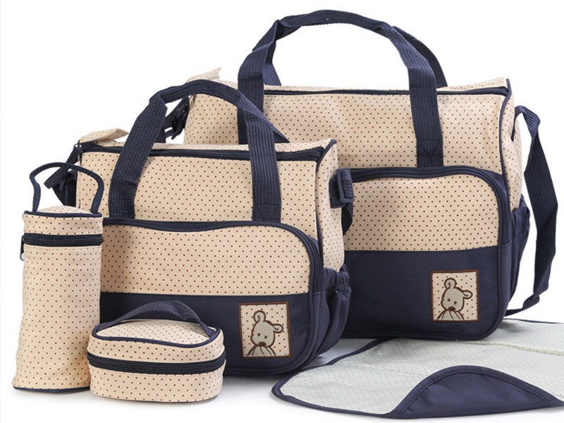5PCS Multi Functional Mommy Bags Set Diapers Storgeage Handbag Kit Carousel 1