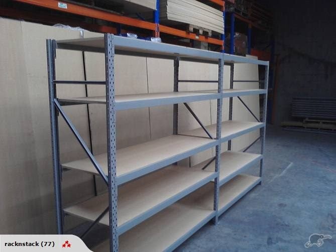 Longspan Shelving Unit -3.8m Long - 2 Bays, 5 Levels Carousel 1