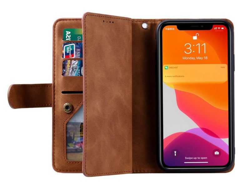 Wallet Case PU Leather Phone Case for iPhone 13 Mini Brown Carousel 2