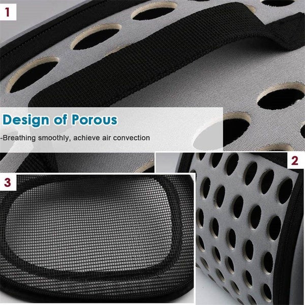 Pet Travel Carrier Collapsible Portable EVA Cat Bag with Mesh Windows -Black Carousel 7