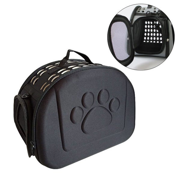 Pet Travel Carrier Collapsible Portable EVA Cat Bag with Mesh Windows -Black Carousel 1