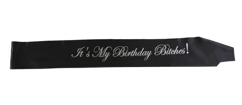 It'S My Birthday Bitches! Sash Party Bday - White Black Light Pink Purple Gold Carousel 1